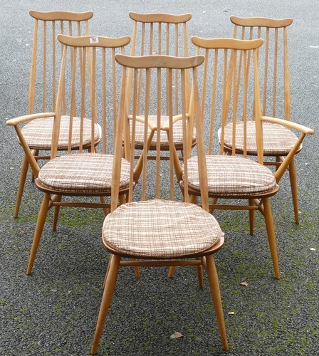 A set of six Blonde Ercol dining chairs