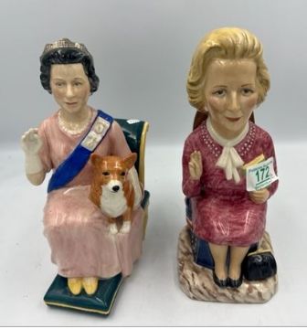 Two Kevin Francis toby jugs - one of Margaret Thatcher and one of Queen Elizabeth II